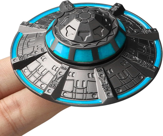 Cool UFO Fidget Spinner Glow in The Dark, Handheld Metal Fingertip Toy, Luminous Desk Fidgit for Kids Adults, Anti Anxiety Stress Relief Fidgeting Alien Gifts for Office
