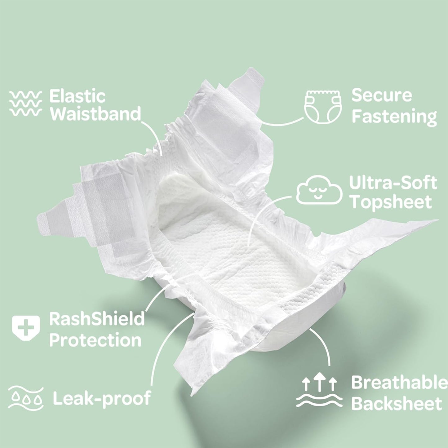 PARASOL Clear+Dry Disposable Diapers | RashShield Protection, Leakproof Design, Hypoallergenic | Size 1, (7-14 lbs) 84 Count