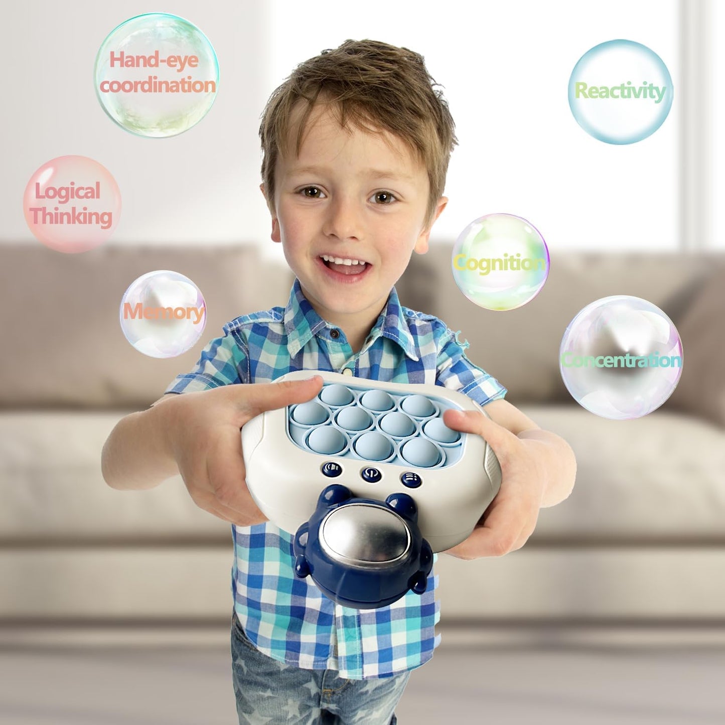 Quick Push Pop Game Fidget Toys Pro for Kids Adults, Handheld Puzzle Game Machine, Squeeze Poppet Sensory Fast Push Bubble Toy,Party Game,Birthday Gitfs Astronaut