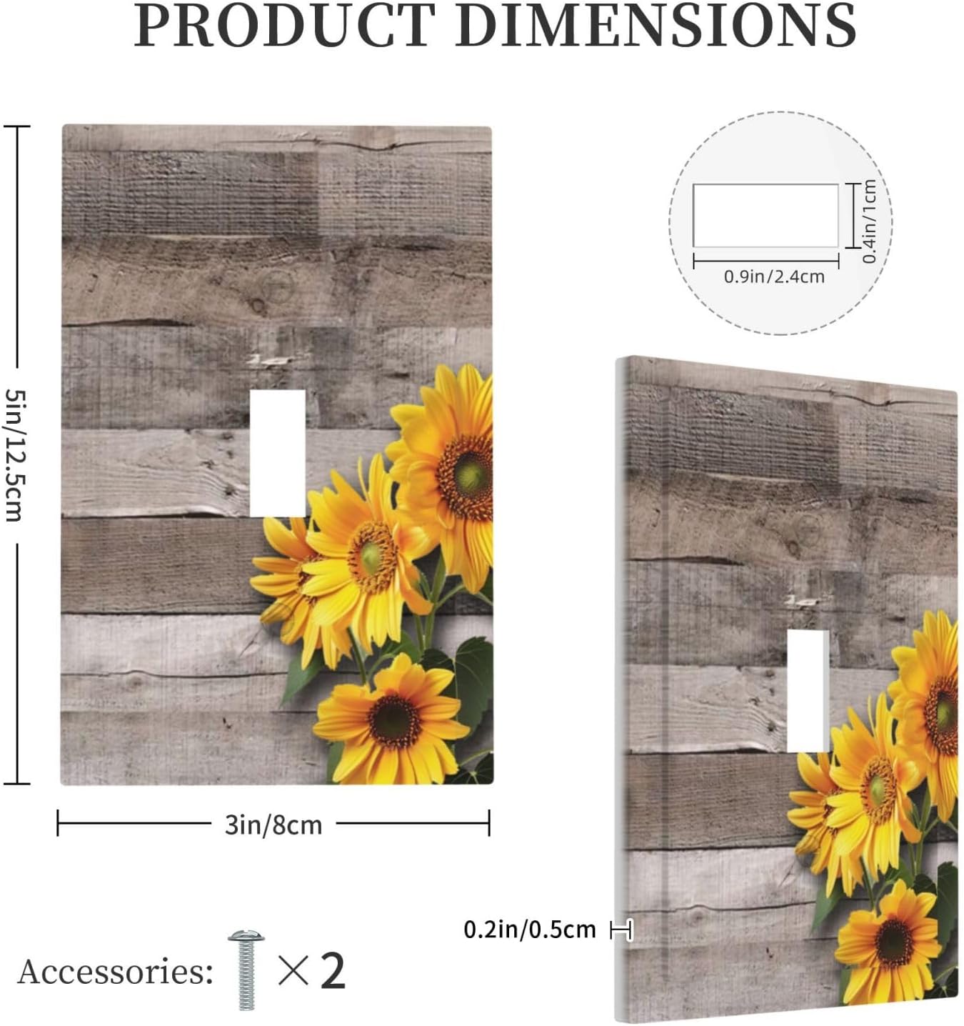 Sunflower Rustic Brown Gray Wood Decorative Light Switch Cover 1 Gang Single Toggle Device Electrical Faceplate Switchplates Decorator Outlet Wall Plate for Farmhouse Home Decor