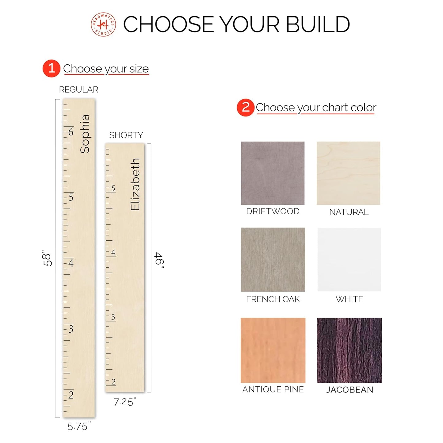 Personalized Growth Chart for Wall - Kids Height Ruler, Wooden Growth Chart for Kids, Wall Ruler for Kids Height Measurement and Height Growth Chart for Home - Kids Sizing Chart
