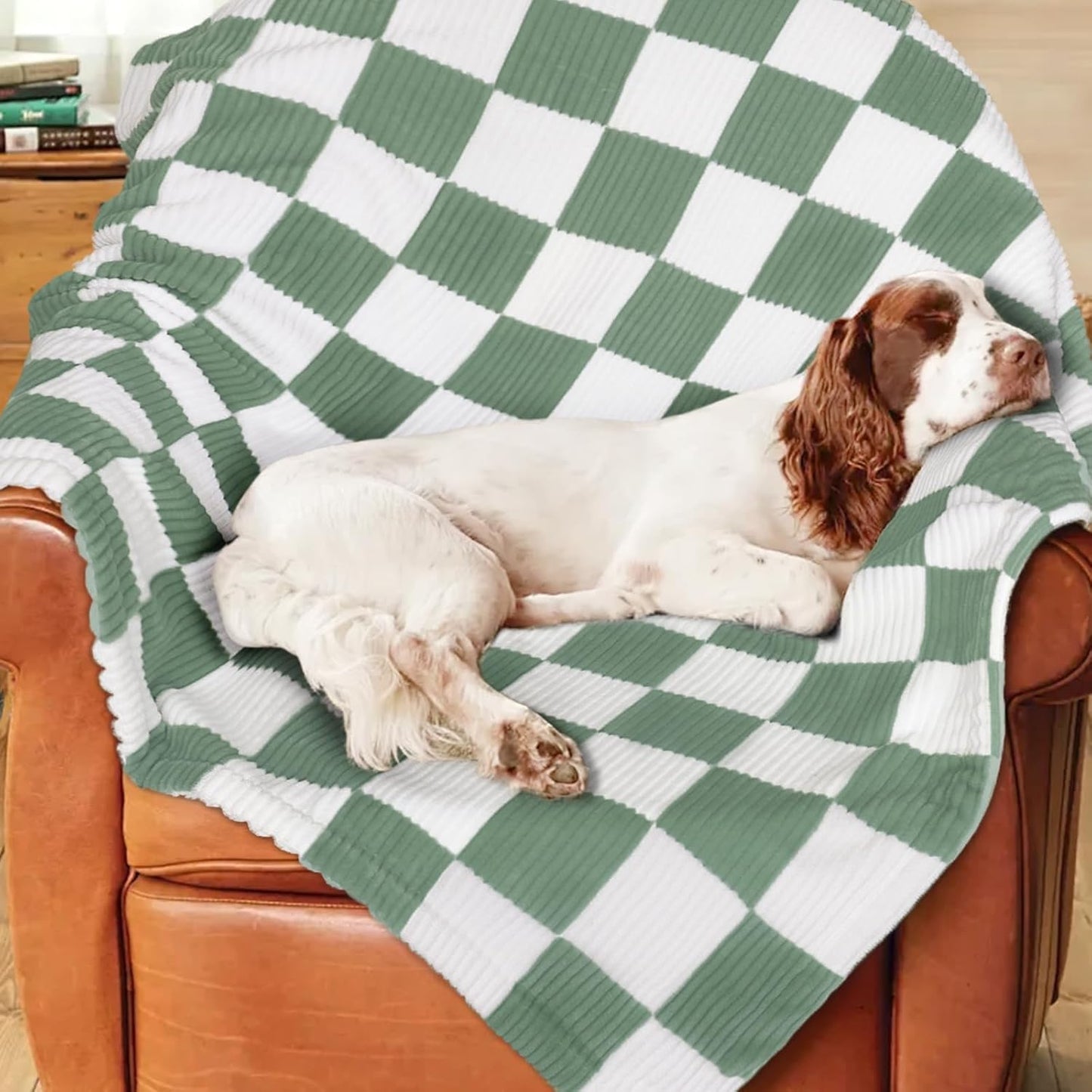 HOMRITAR Checkered Baby Blanket for Boys Sage Green Comfy Durable Corduroy Toddler Blankets with Double Layer 3D Square Grid Backing, Reversible Lightweight Bed Blanket for Infant Newborn 30 x 40 Inch