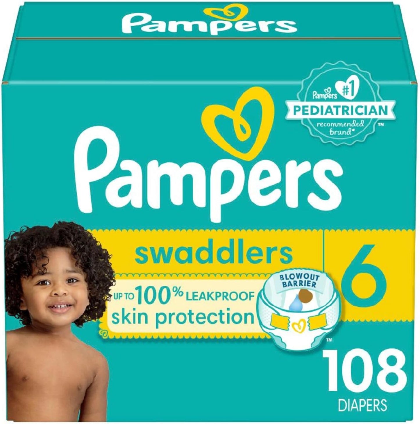 Pampers Baby Diapers - Swaddlers - Size 6, 108 Count, Ultra Absorbent Disposable Infant Diaper