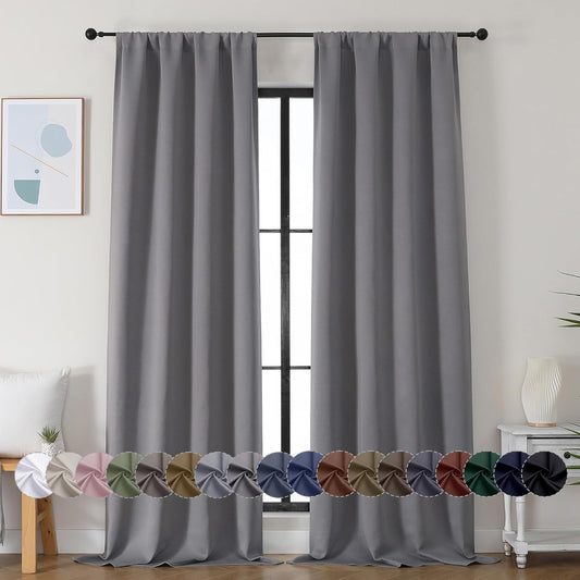 Simplebrand Ava Light Grey Blackout Curtains for Bedroom 96 Inches Long 2 Panels, Thermal Insulated, Energy Saving Living Room Window Treatment Curtains Blackout Drapes, W40 x L96 Inch, Light Grey