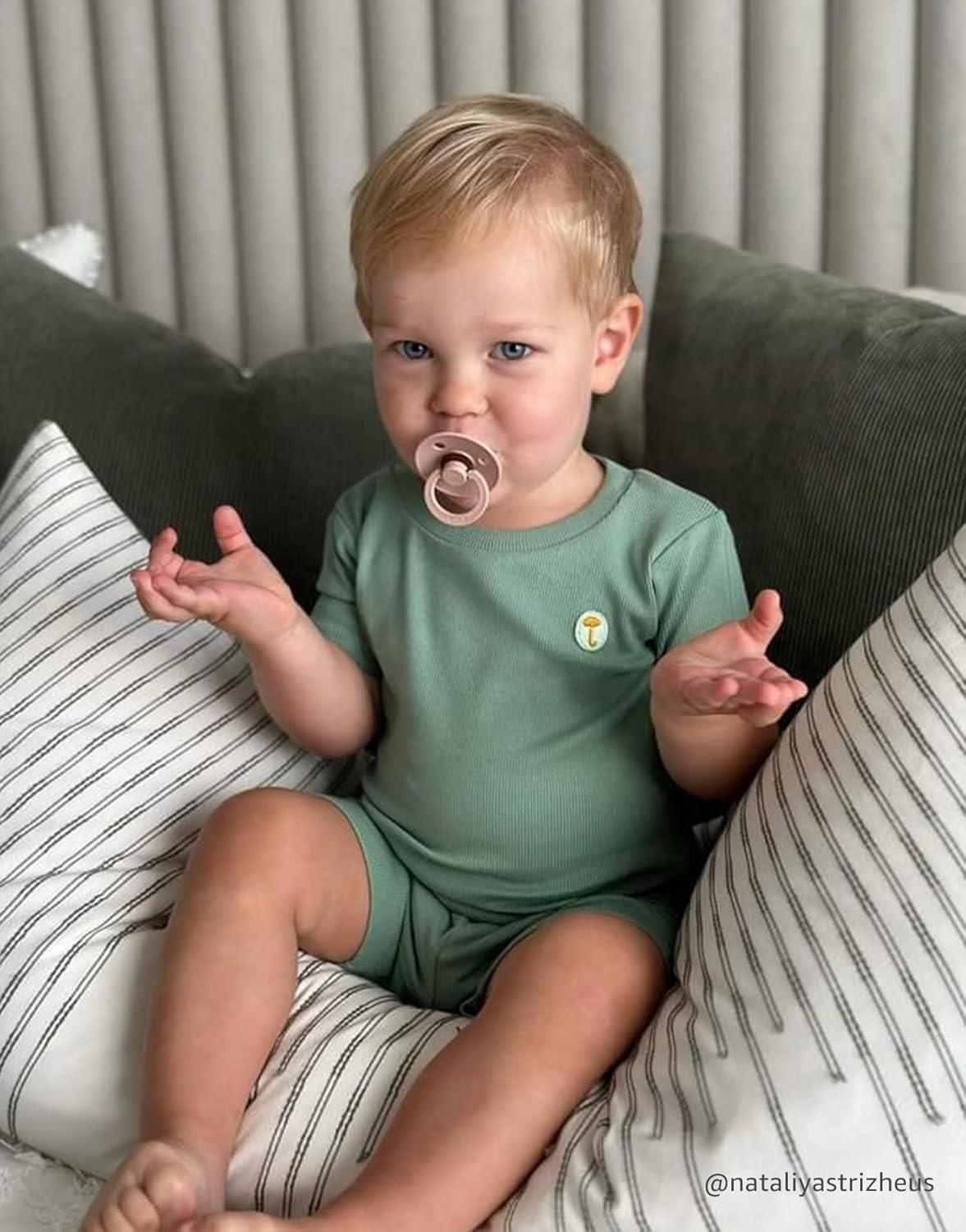 moimoln Pajamas Set 6M-5Y Solid Ribbed Unisex Baby & Toddler, Soft Viscose, Snug-Fit, Everyday Sleepwear