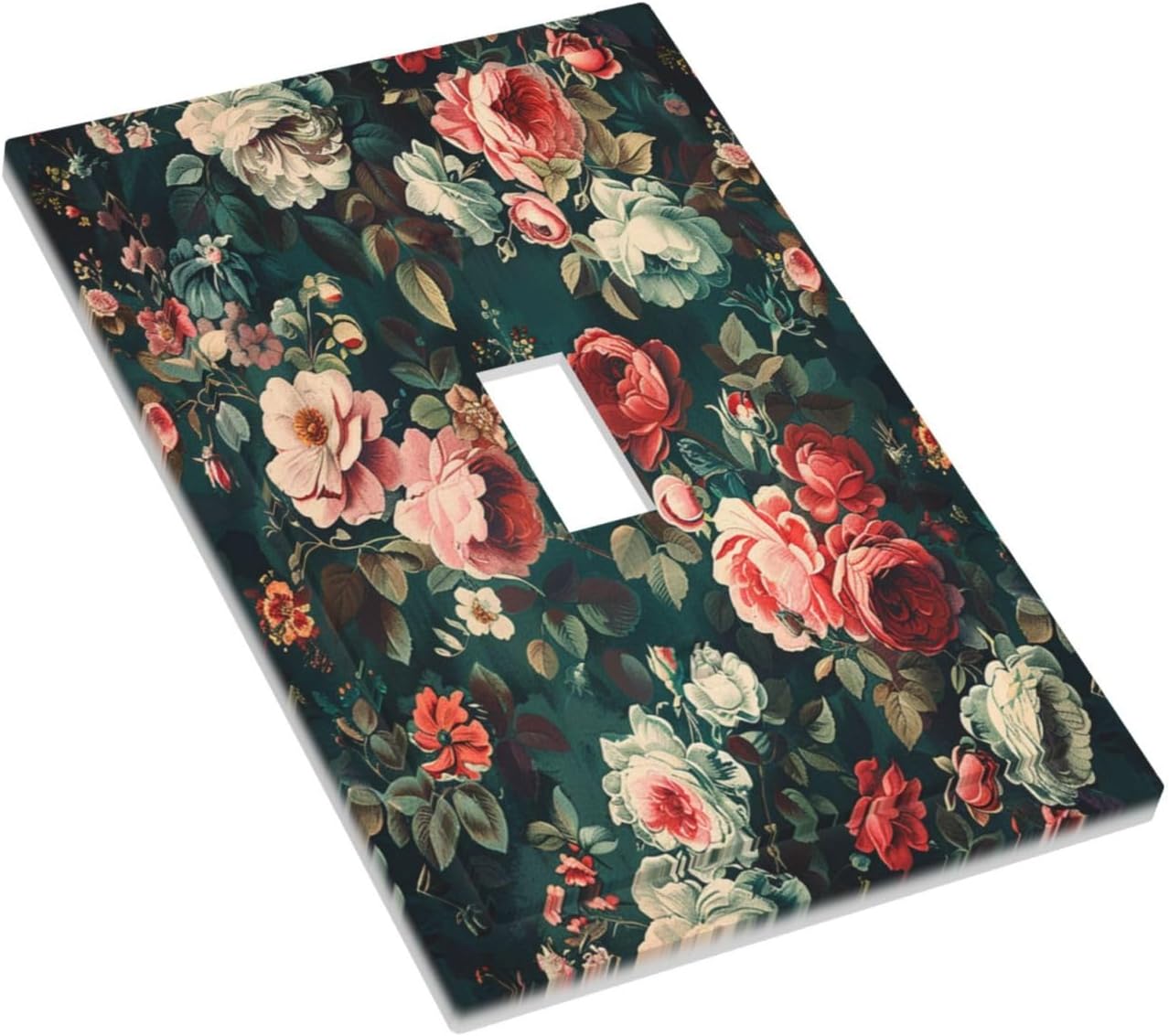 Decorative Light Switch Cover Baroque Vintage Peony Flower Floral 1 Gang Single Toggle Device Electrical Faceplate Switchplates Decorator Outlet Wall Plate for Bedroom Farmhouse Decor