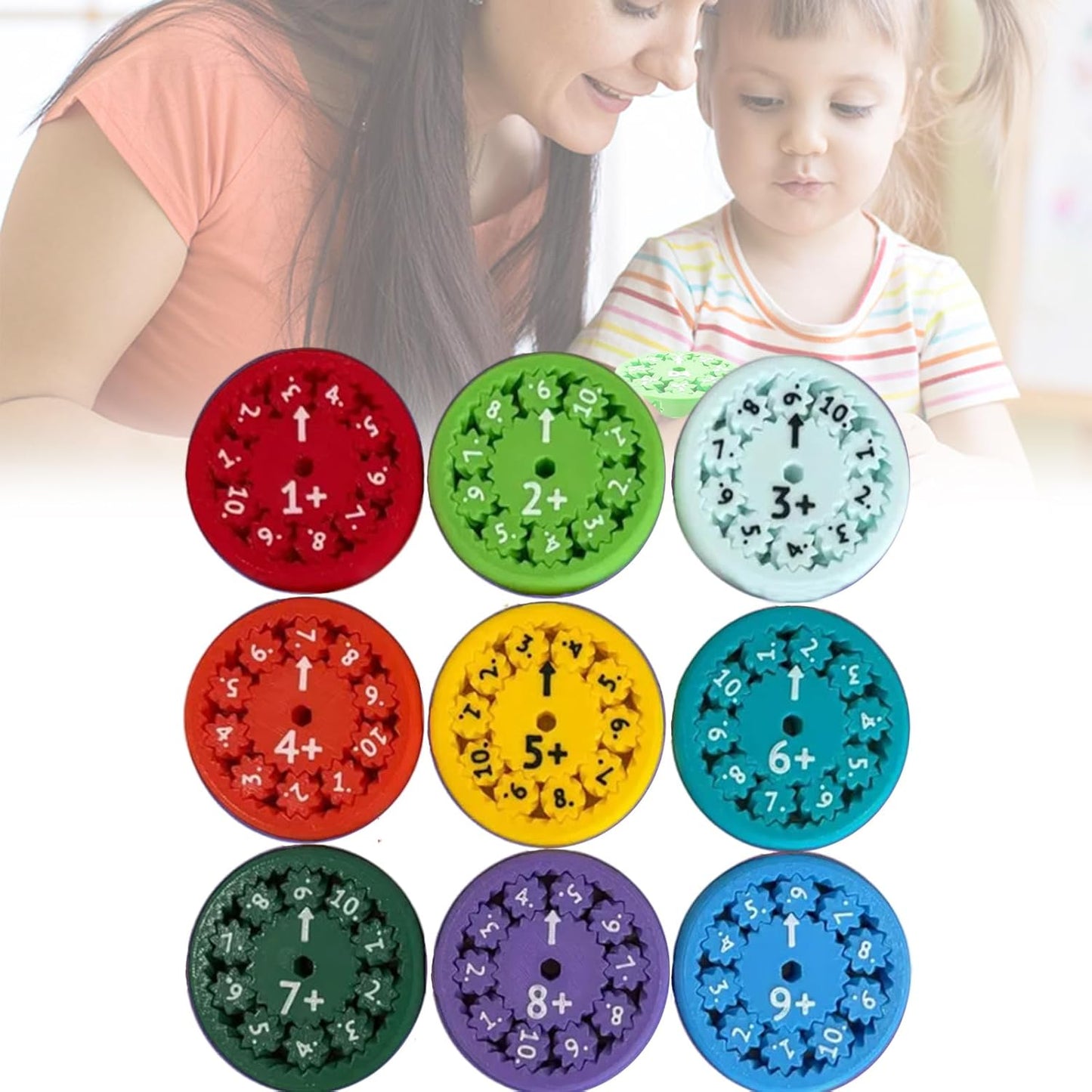 Math Fidget Spinners,Educational Math Fact Fidget Spinners - Learn Division & Multiplication - Perfect for Stimmers & Fidgeters (Add Or Subtract 9pcs)