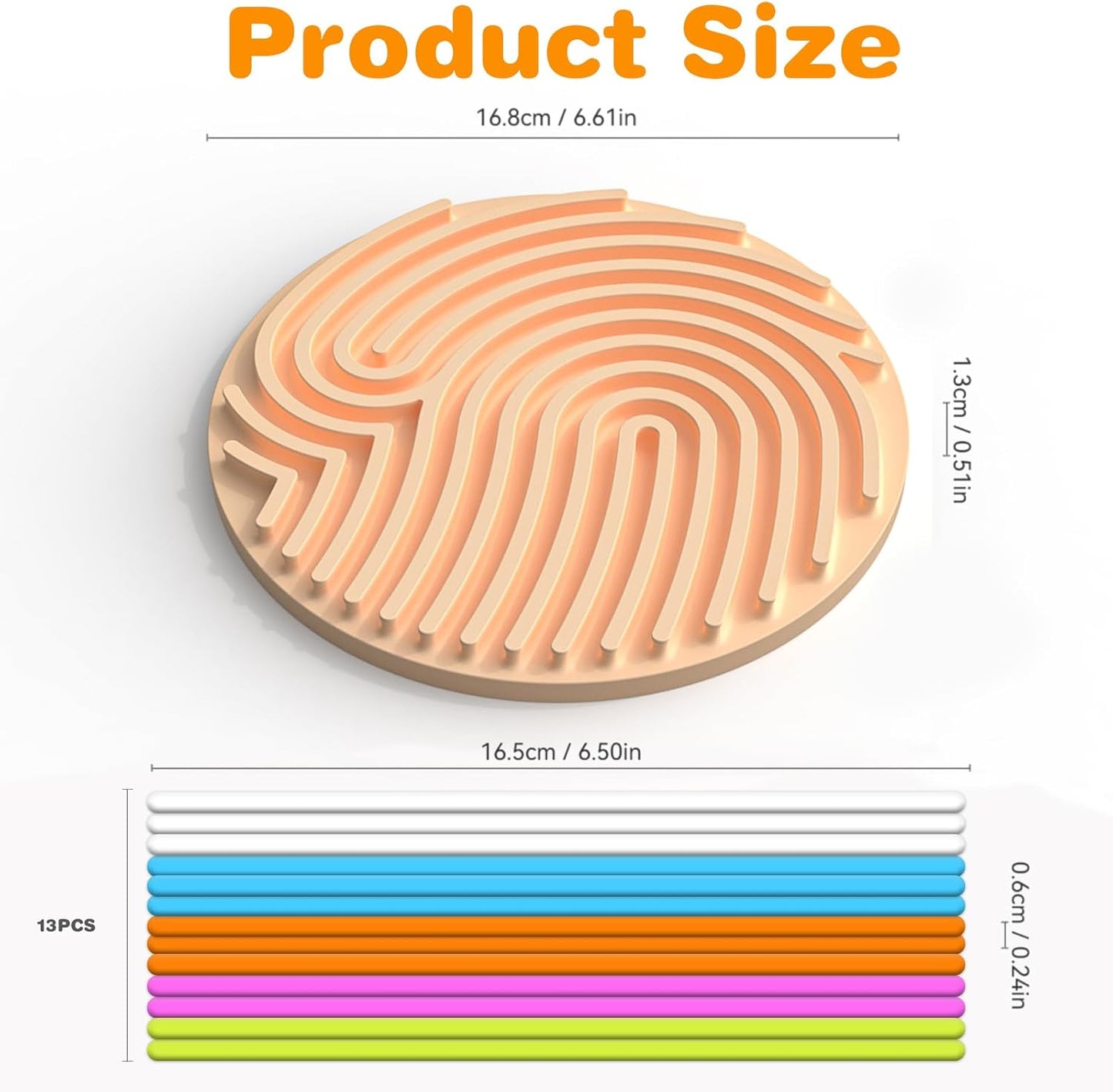 Sensory Activity Board Silicone Fidget Toys with Travel Bag and 13 Strings for Adults Kids Anxiety Relief Stress, ADHD & Autism (Beige, 6.6in)