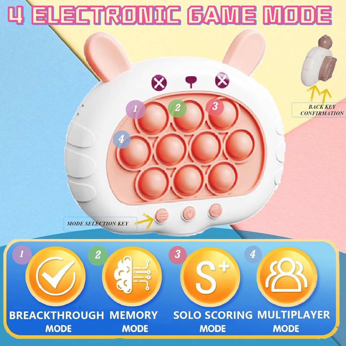 Creative Stress Relief Toys, Decompression Breakthrough Puzzle Pop Button Gopher Game Machine, Novelty Fidget Toys Party Favor Gifts for Kids Adults, Toy for 3+ Year Old (Pink Rabbit)