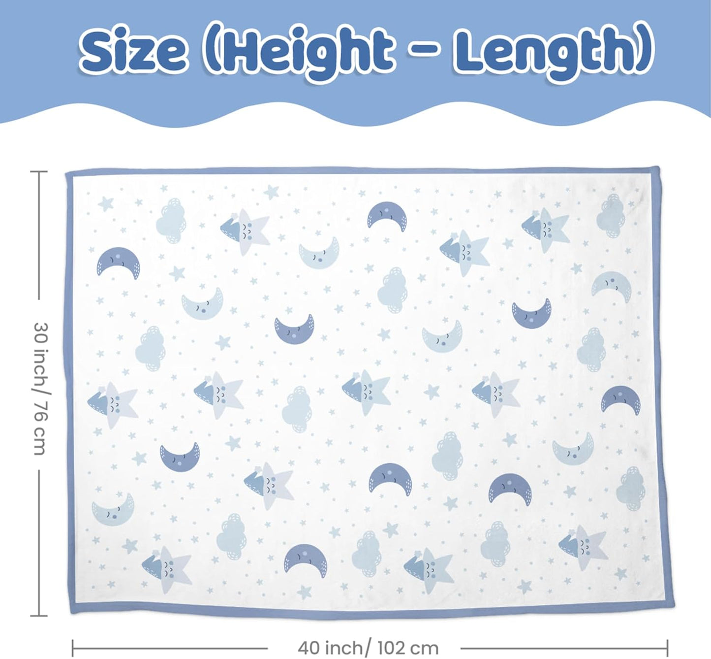 Star Baby Blanket 30 x 40 Inches for Boys Girls, Toddler Newborn Infant, Soft Plush Receiving Blanket with Dotted Back, Gifts for Christmas Birthday Baby Shower