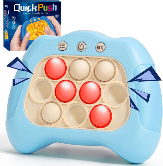 Fast Push Machine Light Up Fidget Toys for Kids Adults, Handheld Game for Kids 3-12, Quick Push Bubble Stress Toy, Sensory Toys Travel Games, Xmas Birthday Gifts for Boys Girls (Blue)