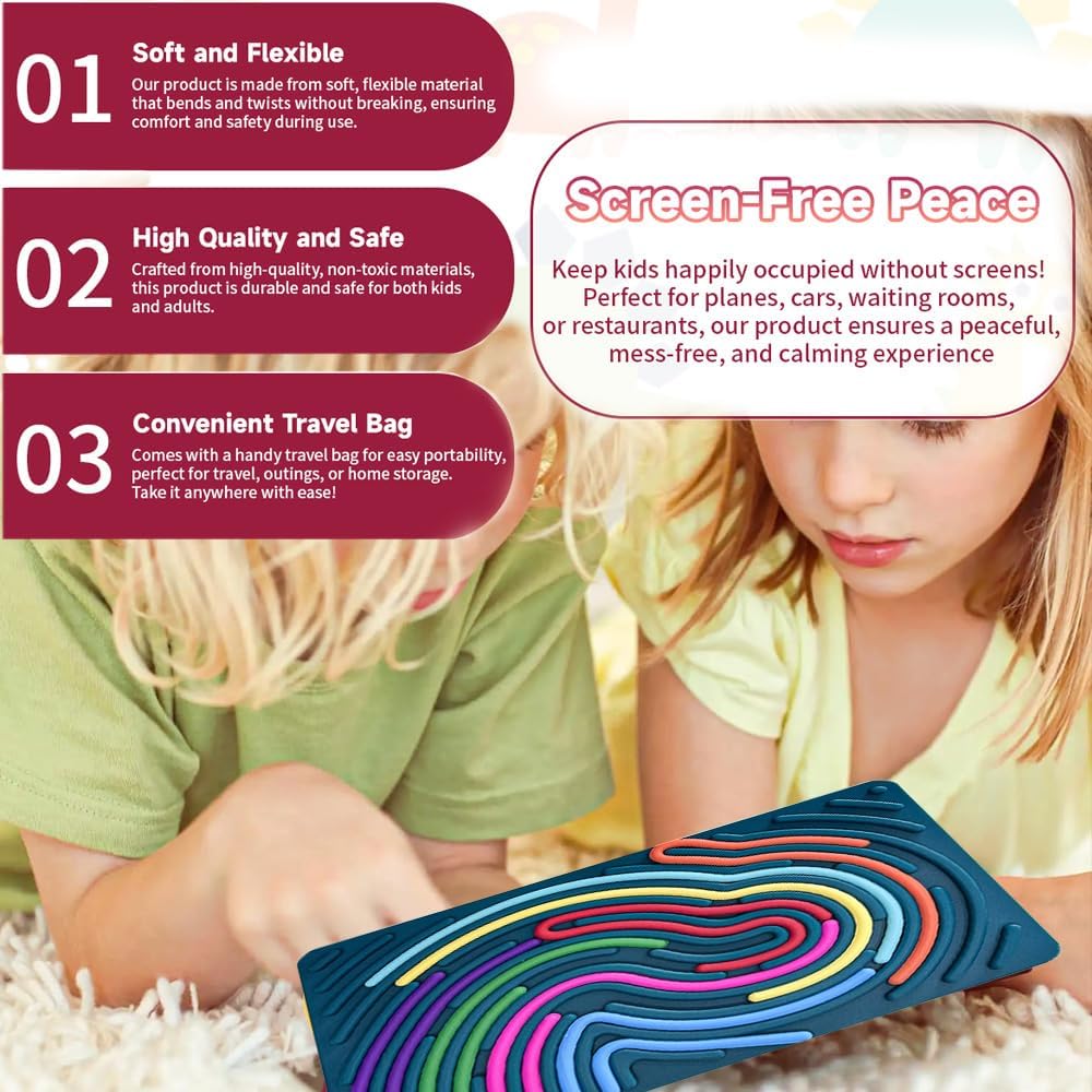 2 Pack Sensory Activity Board Fidget Toys for Calming, Silicone Double-Sided Design Quiet Sensory Toys for Kids and Adults Autism ADHD Stress Relief Toy Games Birthday Party