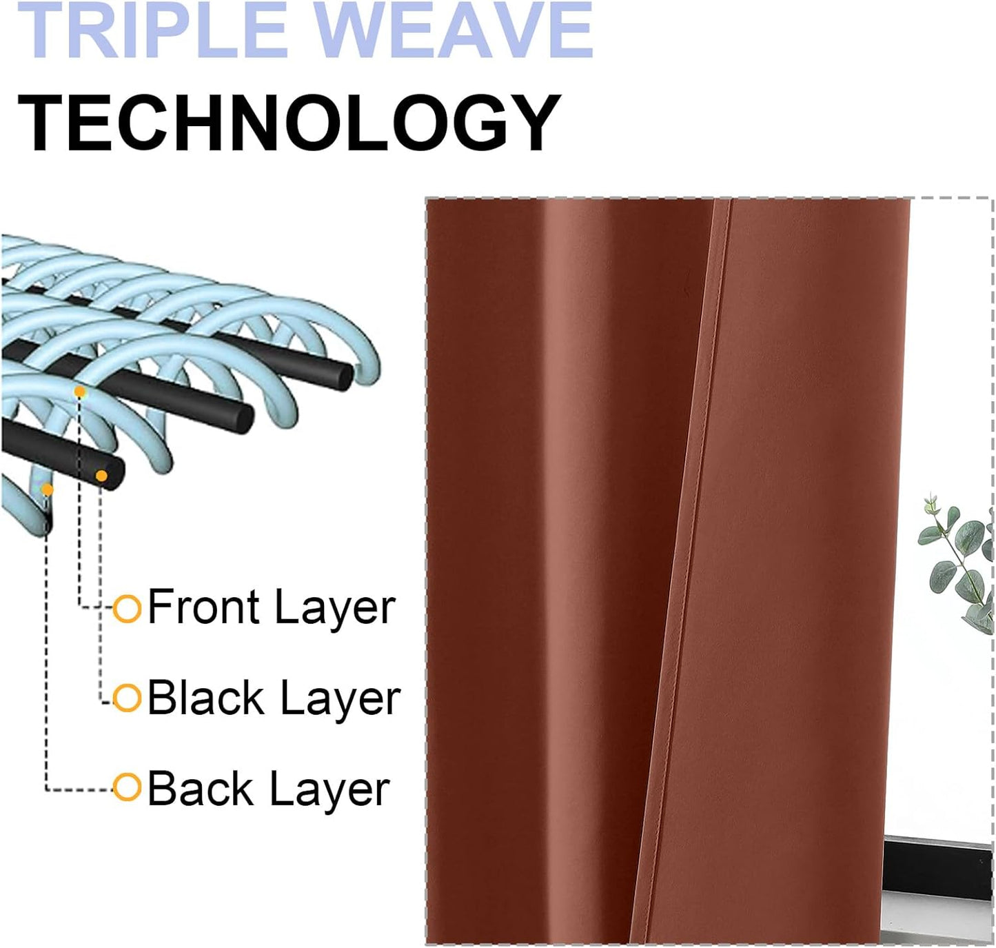 Simplebrand Ava Terracotta Short Blackout Curtains for Bedroom 45 Inches Long 2 Panels Set, Solid Thermal Insulated, Energy Saving Window Treatment Curtains Blackout Drapes, W40 x L45 Inch, Terracotta