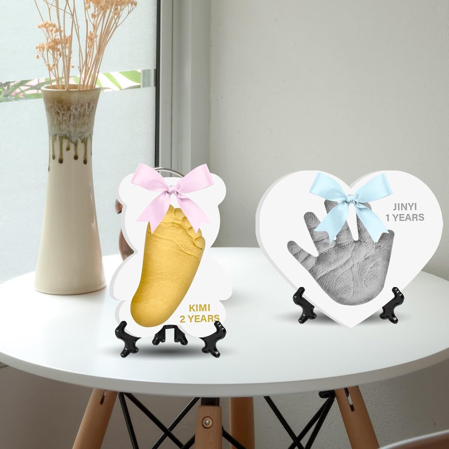 Baby Hand & Footprint Keepsake Kit - Personalized Handprint Footprint Ornament for Newborn Babies, New Mom Gifts, Baby Shower & Registry, Nursery Picture Frame, Pet Paw Print Ornament