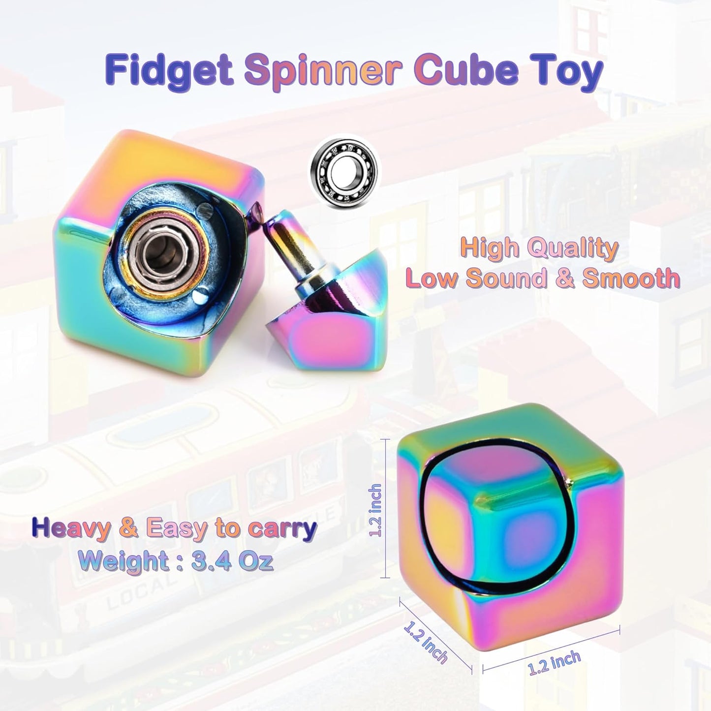 Desk-Fidget-Toys Spinner-Cube: Cool-Gadgets Metal Kinetic-Desk-Toys Office EDC-Toy, ADHD Tools Cool-Stuff Thing Stress Relief Toy Gift for Kids Children Teens Adults Christmas Women Men