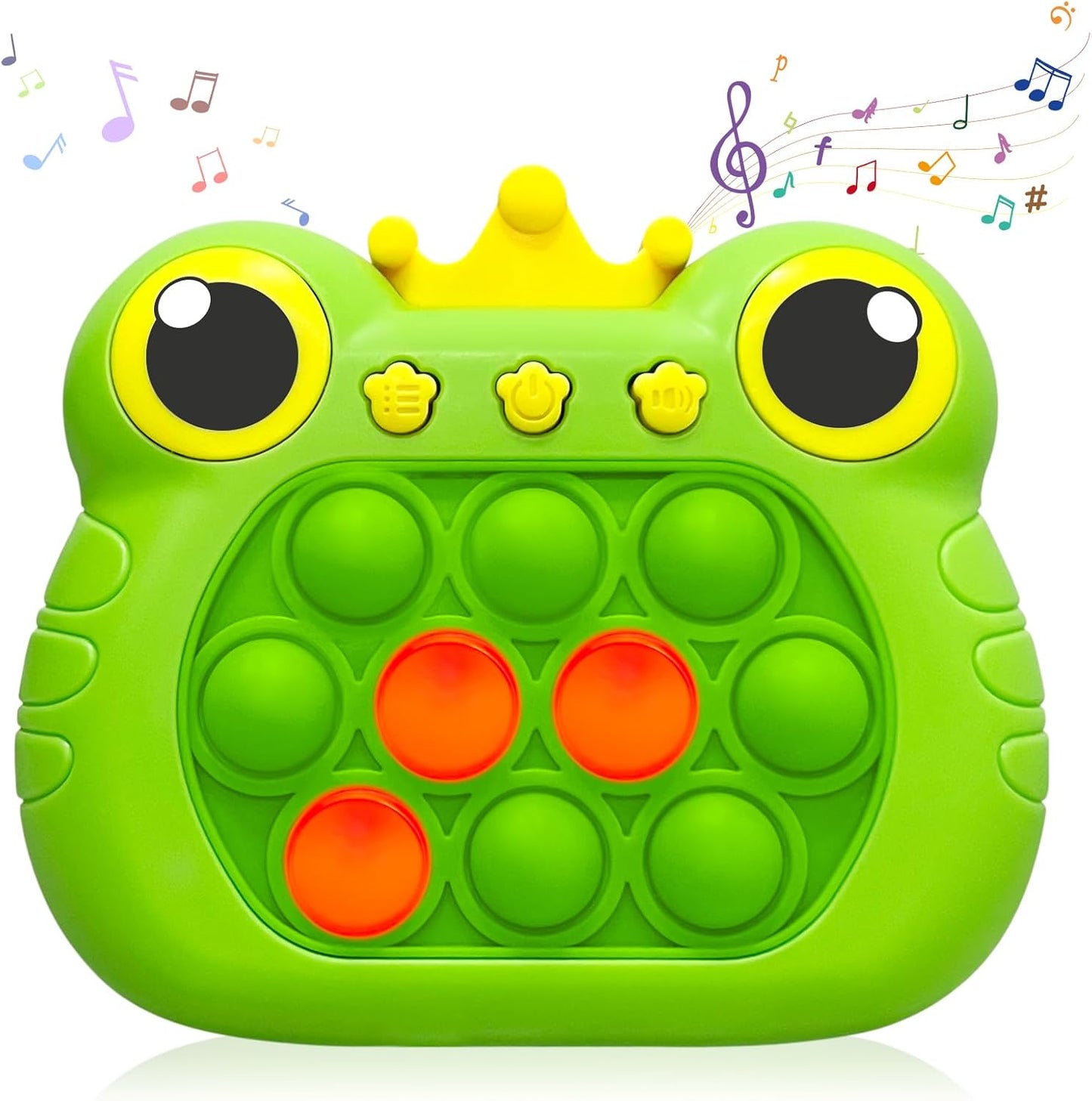 Pop Quick Push Game Console Fidget Toys Light Up Handheld Puzzle Press Popping Toy for Kids Adult Cute Green Frog