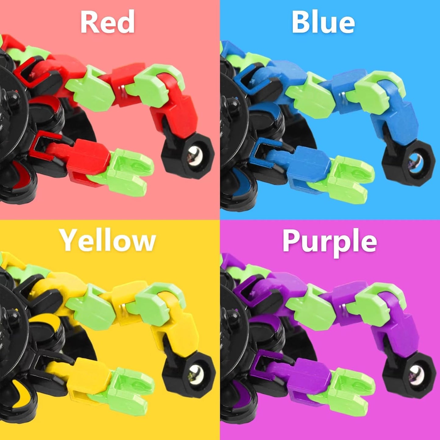 Fidget Spinners, DIY Transformable Chain Robot Finger Spinner, Glow in The Dark Deformable Creative Mechanical Gyro Toy Stress Relief Toy Fidget Fingertip Toy for Kids and Adults (8 Pack)