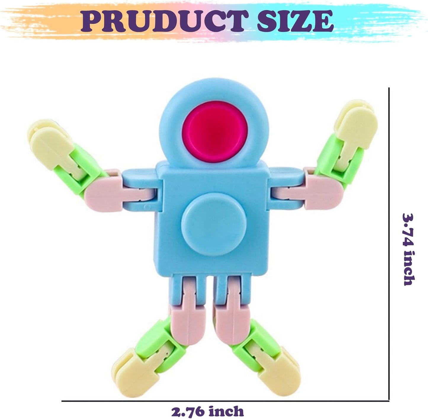 Fidget Spinners, Transformable Chain Robot Fingertip Toy, Gyro Fidget Sensory Toys, Stress Relief Fidget Toy for Kids Adult, Pinata Goodie Bag Stuffers Birthday School Gift (12 Pack)