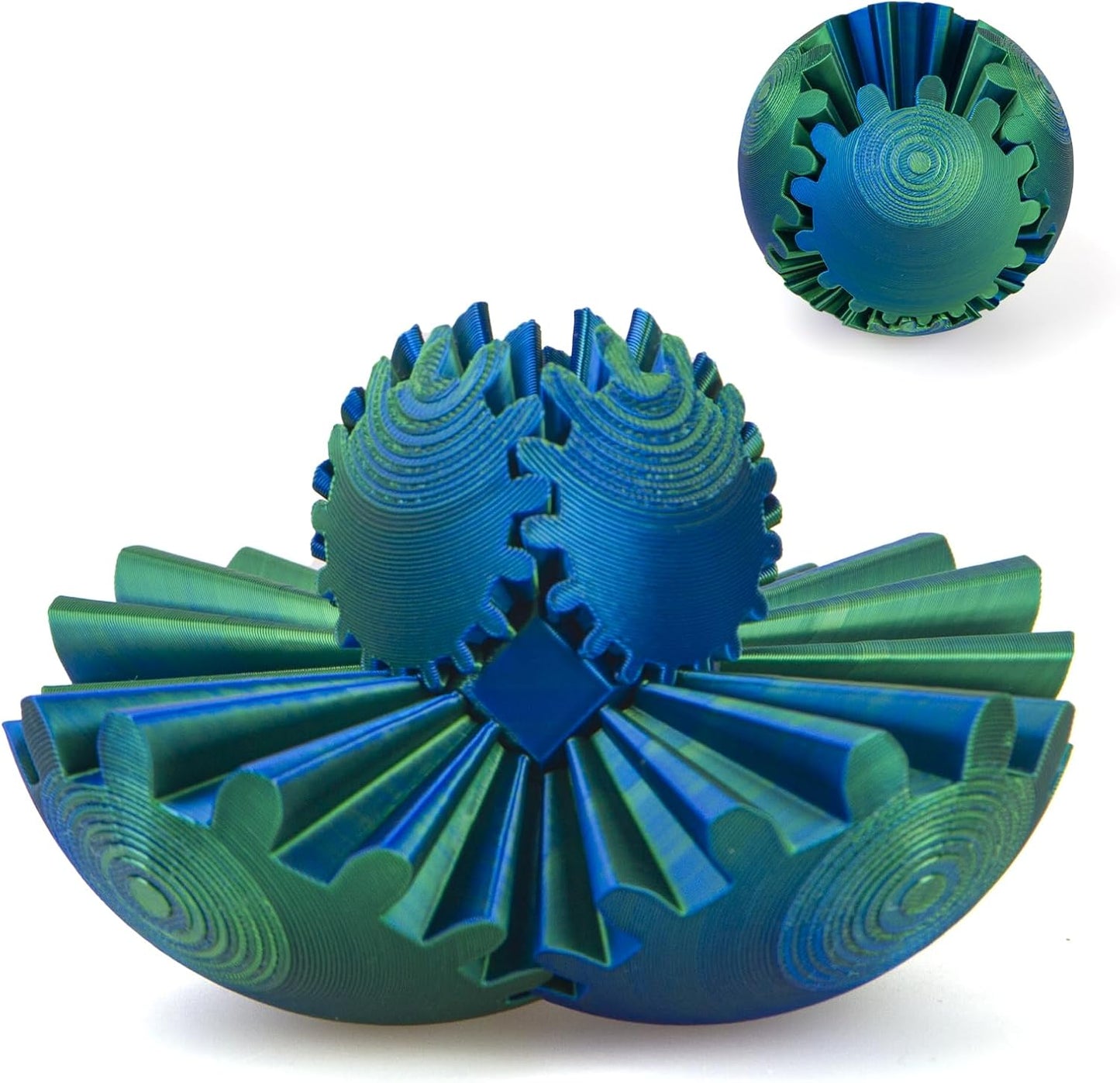 Generic Gear Ball, 3D Printed Gear Ball Spin Ball Fidget Toy, Gear Sphere Fidget Toys, Stress Ball GearSphere Desk Toy for Stress & Anxiety Relief, Fidget Ball Gear Toy for Student Gifts, Laser Green