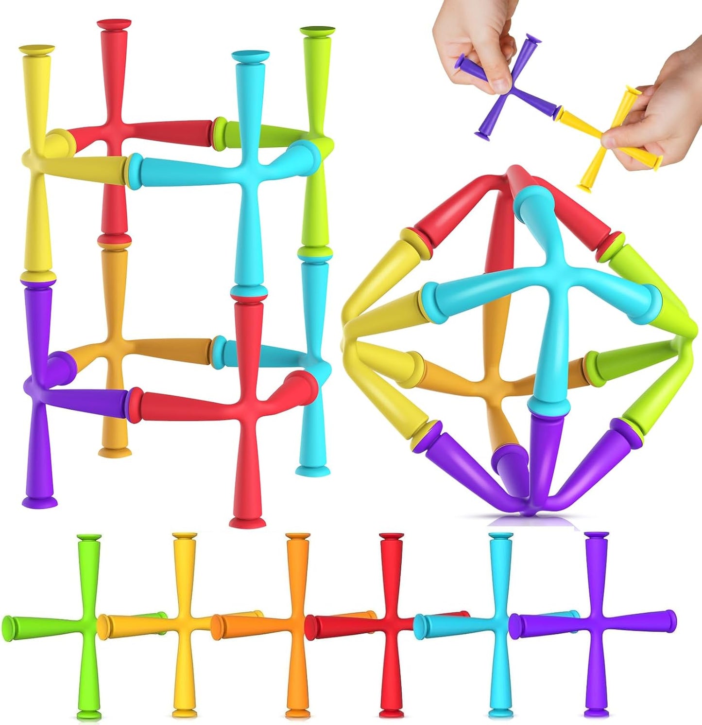 Suction Toys Sensory Fidget Toys: 24Pcs Suction Cup Bath Toys for Toddlers, Fine Motor Travel Toys for Boys & Girls, Ideal for Autism Kids Ages 3+, Classroom Prizes for Kids