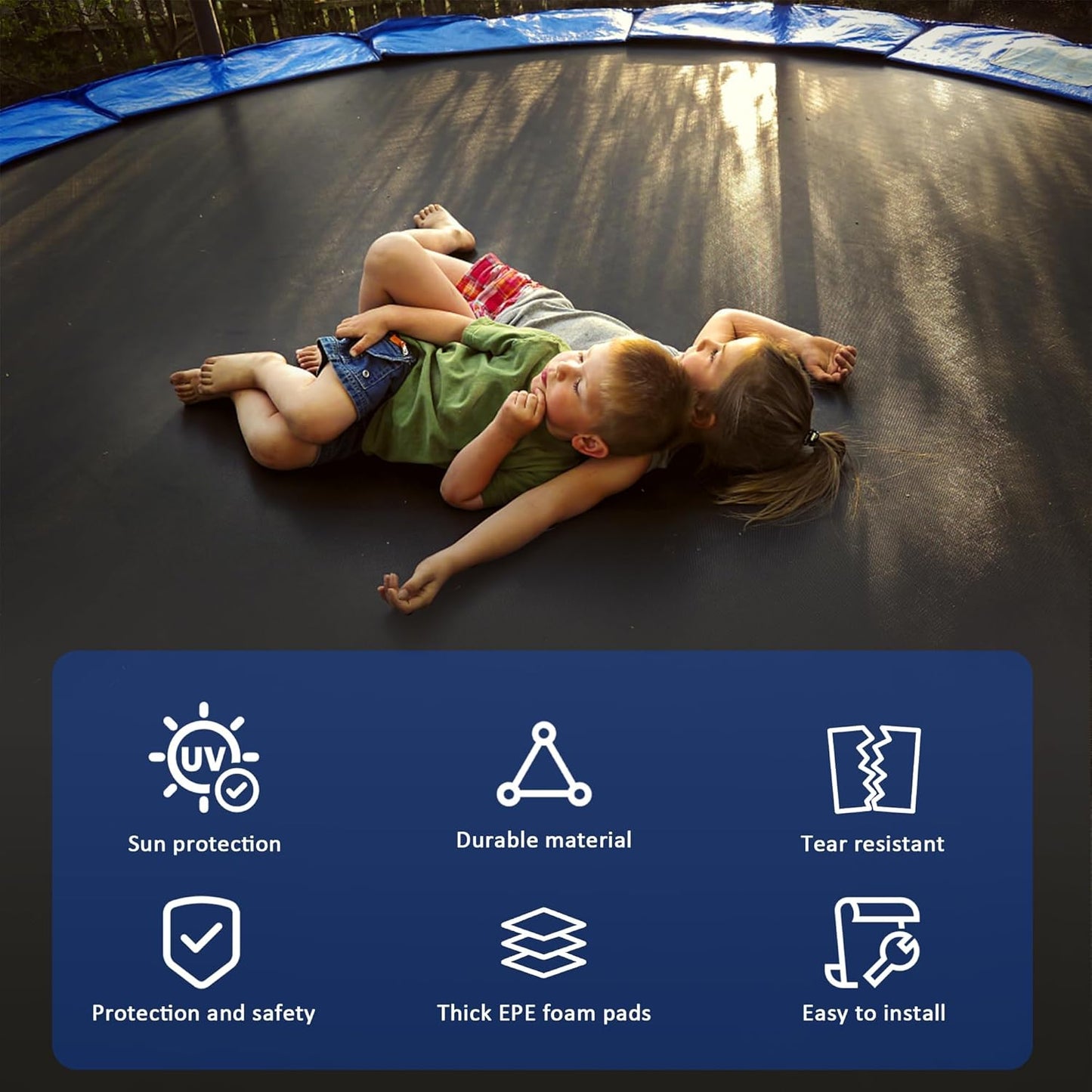 Trampoline Spring Cover, 10ft/12ft/14ft/15ft/16ft Trampoline Replacement Safety Pad, Waterproof Trampoline Accessories Pad for Round Frame