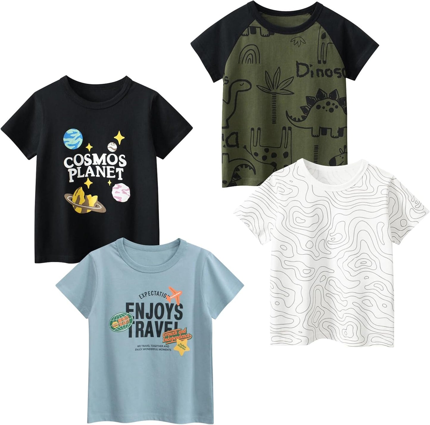 Boys' 4-Pack Excavator Short Sleeve Crewneck T-Shirts Top Tee Size 2-7 Years Toddler Boys' Value Pack Cotton T-Shirt