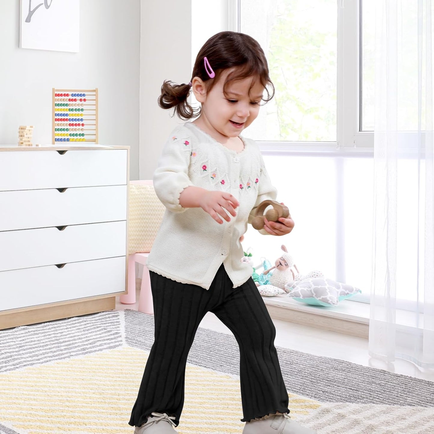 Neutocd Baby Girl Flare Pants Toddler Bell Bottoms Leggings Infant Stretchy Soft Trousers Solid Elastic Waist Pants