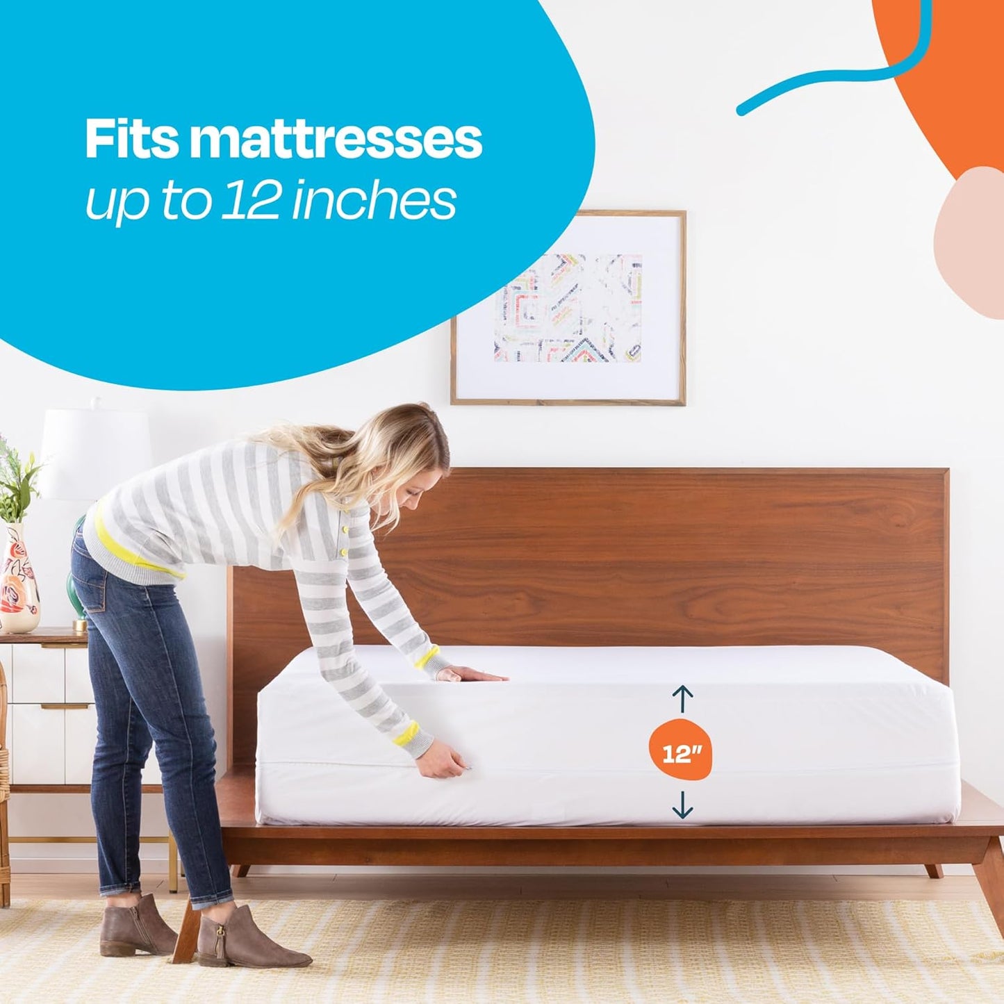 Linenspa Zippered Mattress Encasement – Full Size Waterproof Mattress Protector – Quiet Cover & Complete protection – Dorm Room Essentials, White