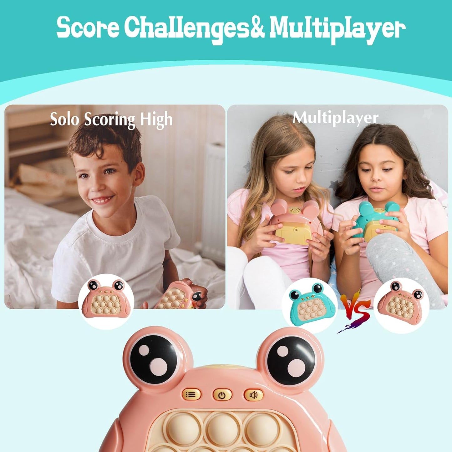 Pop Fidget Toys, Quick Push Bubble Pop Puzzle Games for Kids & Adults, Family, Party Game for 3 4 5 6 7 8 Year Gifts(Pink)