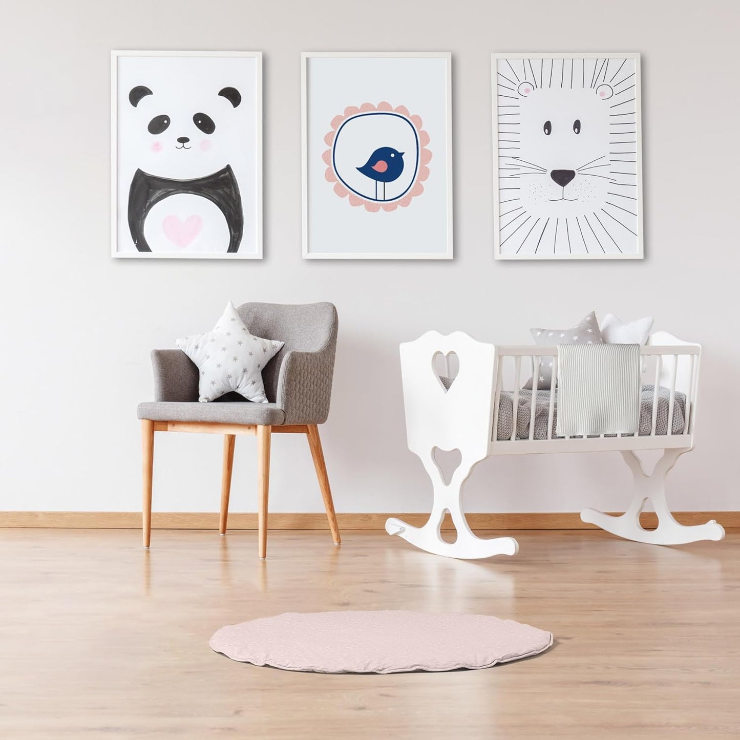 Byrd & Blume Round Baby Play Mat, Organic Cotton Soft Padded Nursery Floor Mat, Safe Hypoallergenic Baby Mat, Reversible, Foldable, Portable Infant Tummy Time Mat Fits Tents & Playpens (40"x40") Pink