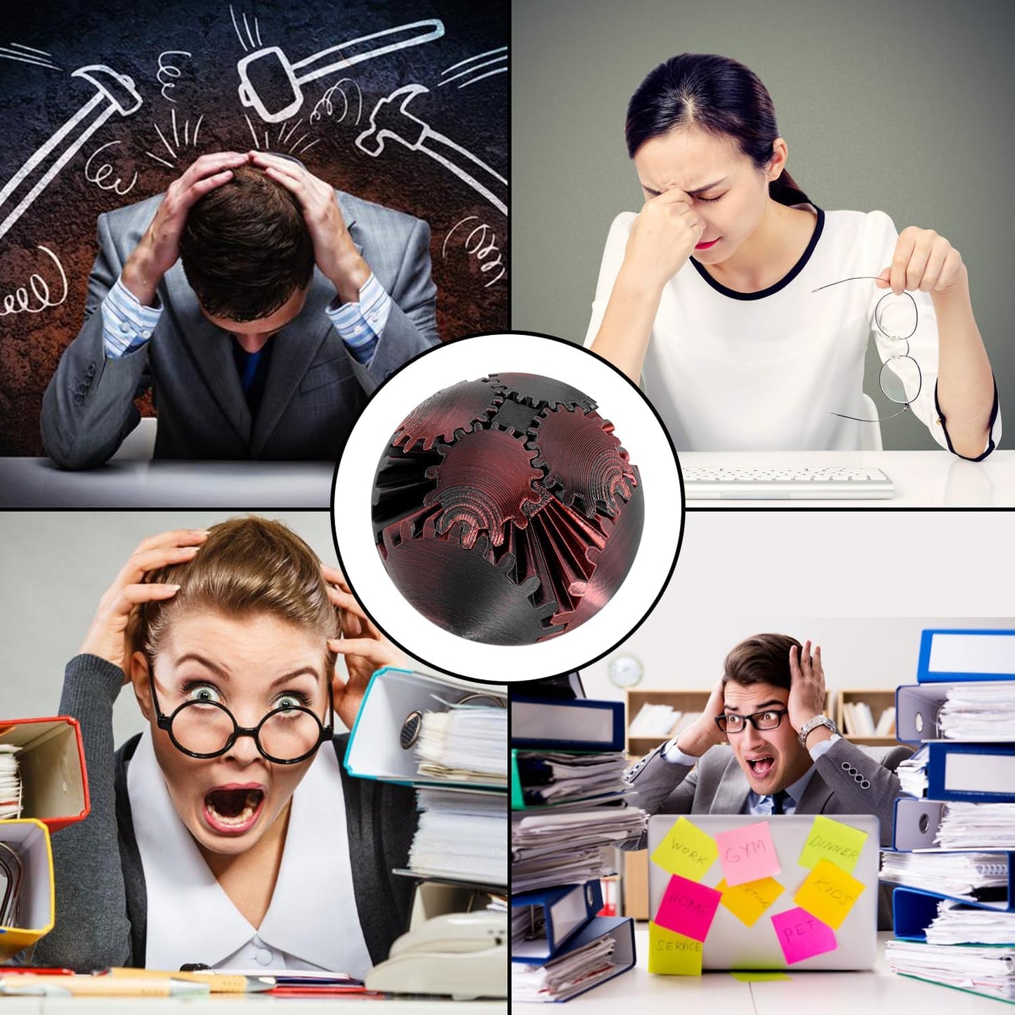 3D Printed Gear Ball Spin Ball，Gear Sphere, Gear Ball Fidget Toy, Stress Ball, GearSphere Desk Toy, Fidget Ball, Gear Toy for Stress and Anxiety Relaxing (Rainbow)