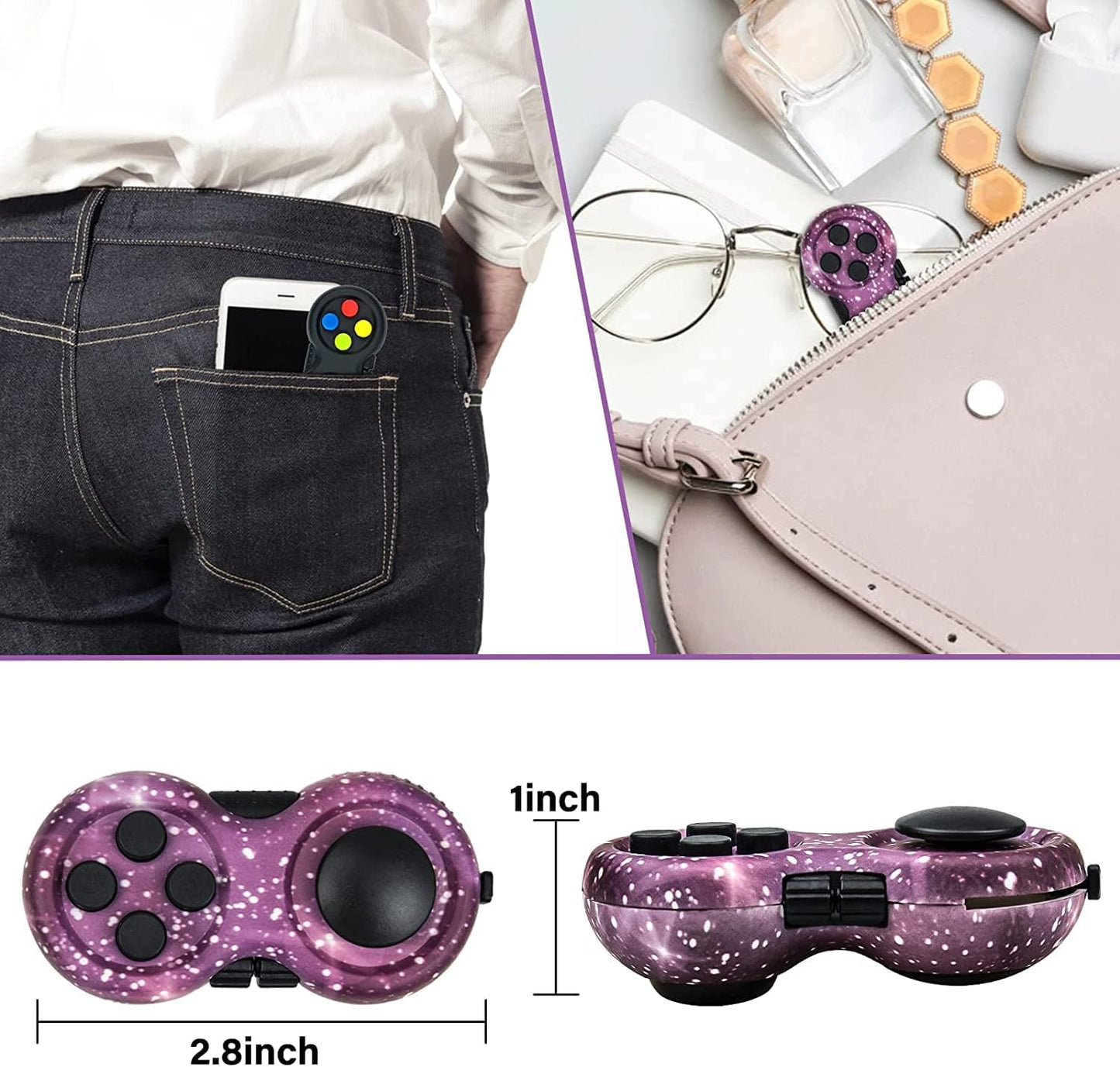 WTYCD Original Fidget Toy Game, Rubberized Classical Controller Fidget Concentration Toy with 8-Fidget Functions and Lanyard - Excellent for Relieving Stress and Anxiety