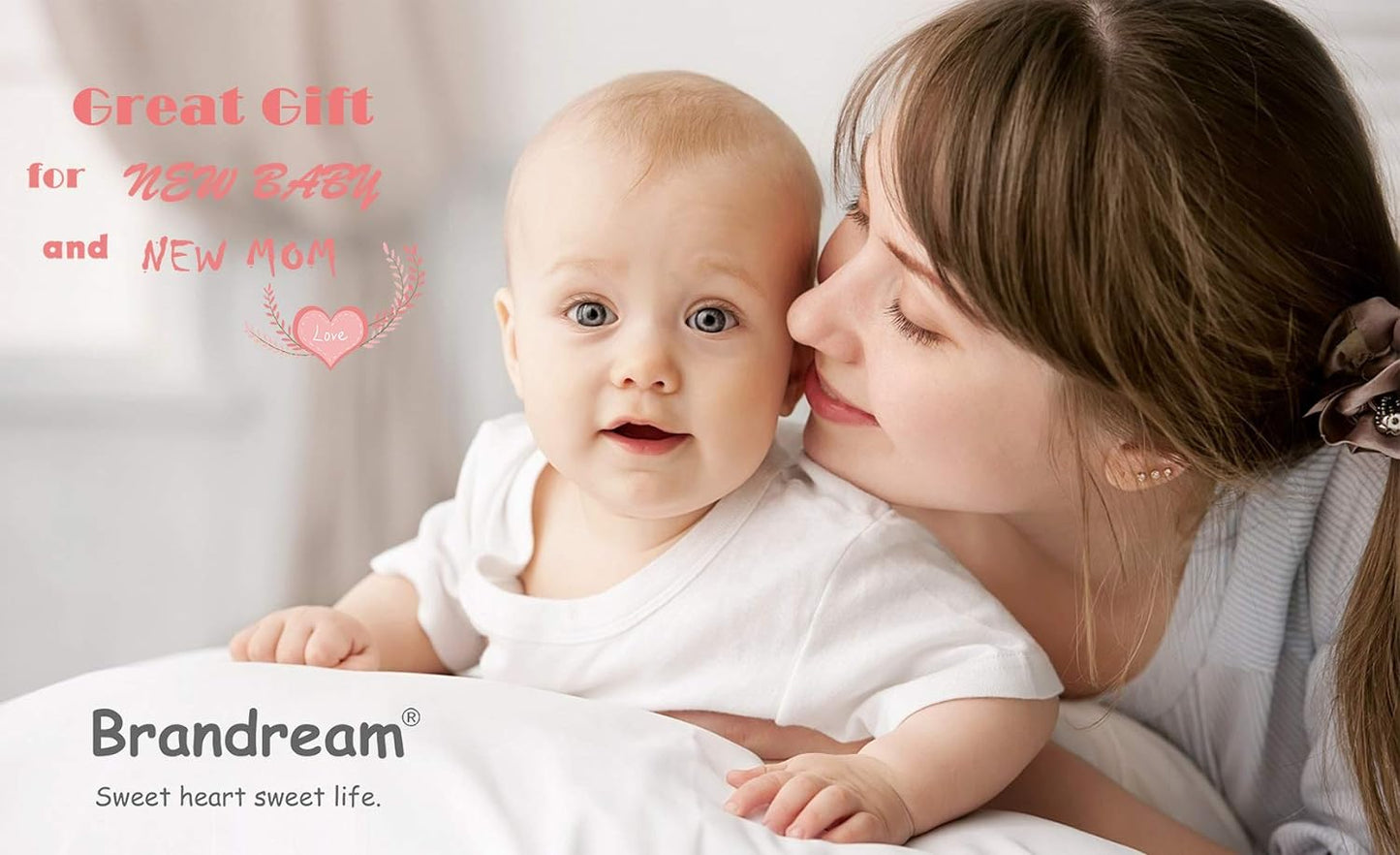 Brandream Farmhouse Crib Bedding Sets for Girls and Boys | 3 Piece Nursery Set White| Baby Comforter, Fitted Crib Sheet, Crib Skirt Included，100% Washed Cotton