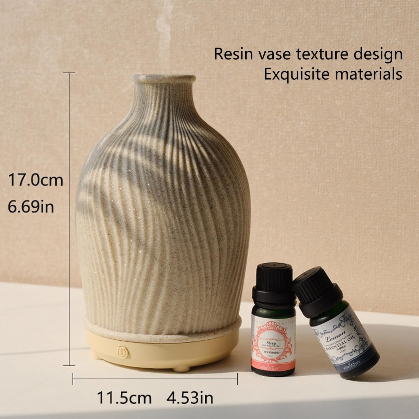 Aromatherapy Essential Oil Diffuser Art Resin Aroma Diffuser with Warm Light 80ML Cool Mist Humidifier Waterless Auto Shut-off for Home,Baby Bedroom,Office