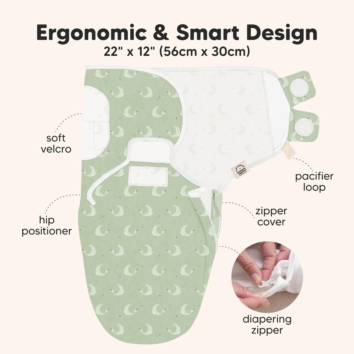 Baby Swaddle Sleep Sacks with Zipper - 3-Pack Swaddles for Newborns 0-3 Months, Infant, Baby Girls, Boys, Soft & Durable Newborn Sleep Sack, Easy Diaper Change Swaddling Blanket (Lunaris)