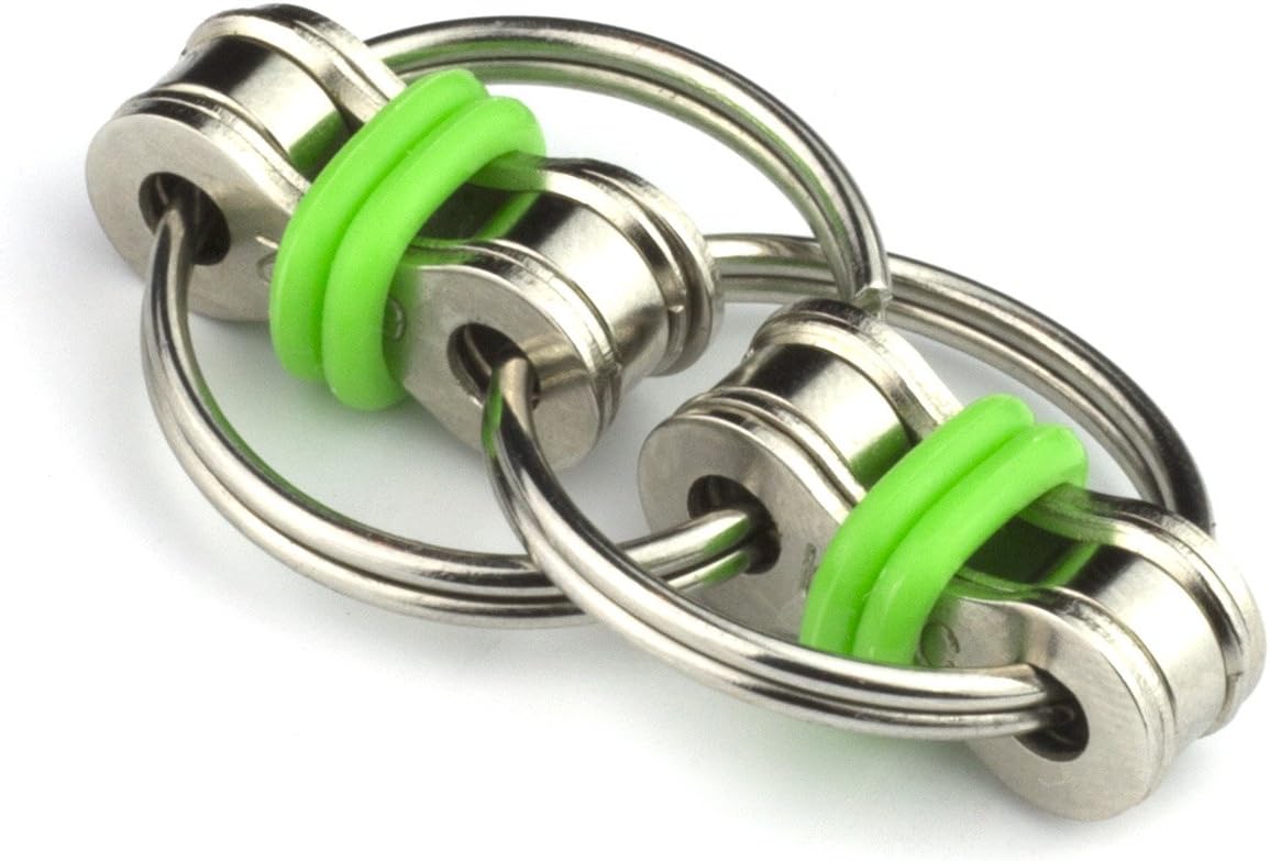 Tom's Fidgets Original Flippy Chain Fidget Toy - Perfect for ADHD, Anxiety, and Autism - Bike Chain Fidget Stress Reducer for Adults and Kids (1, Green)