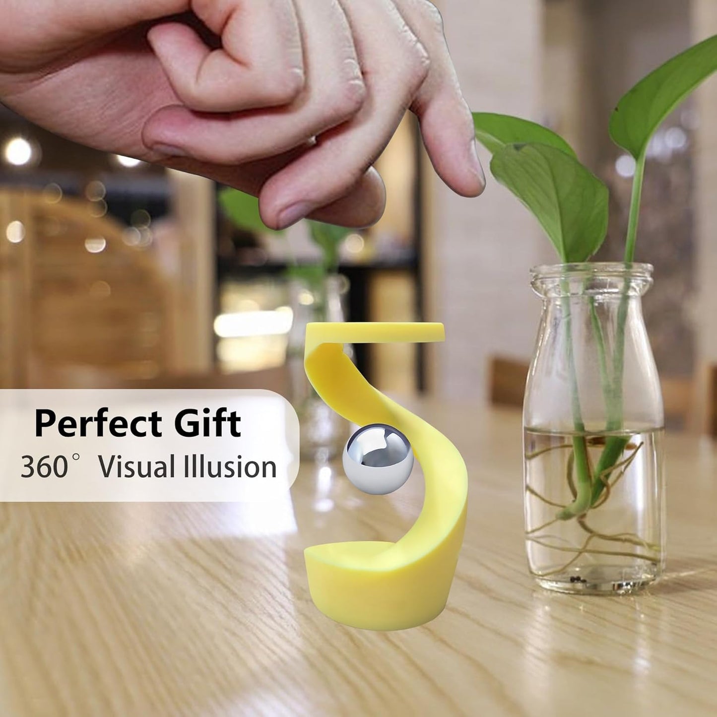 Kinetic Spinning Desk Toys,Rotating Left and Right,with a Unique Visual Illusion,Keep Focus,Relieve Stress,Executive Desk Toy Gifts for Adult Teen Children-Yellow