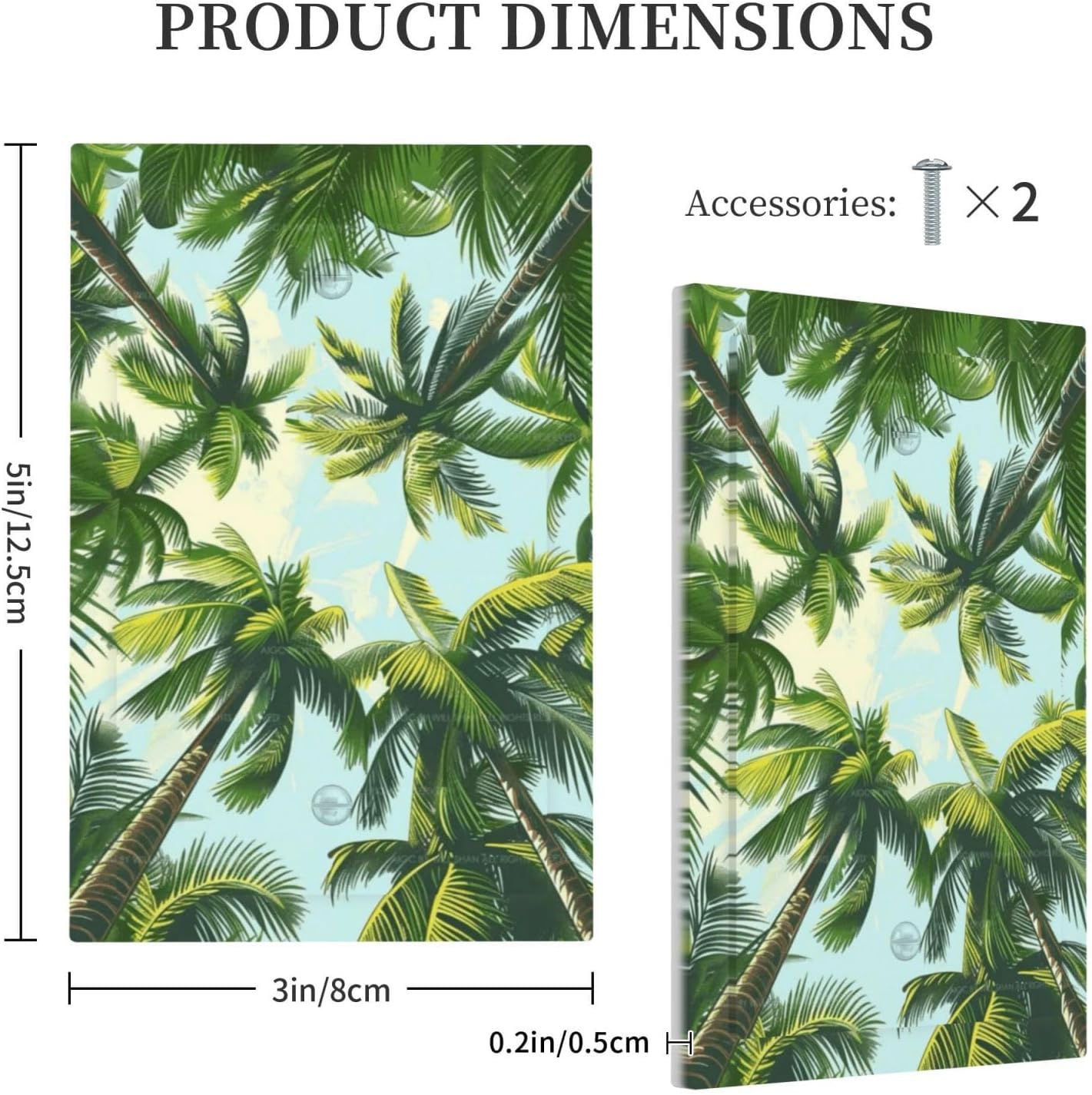 Summer Sky Coconut Palms Trees Green Plants Leaf Light Switch Cover Plate 1 Gang No Device Blank Electrical Wall Plates Faceplate Decorative Switch Plate for Bed Room Living Room Decor