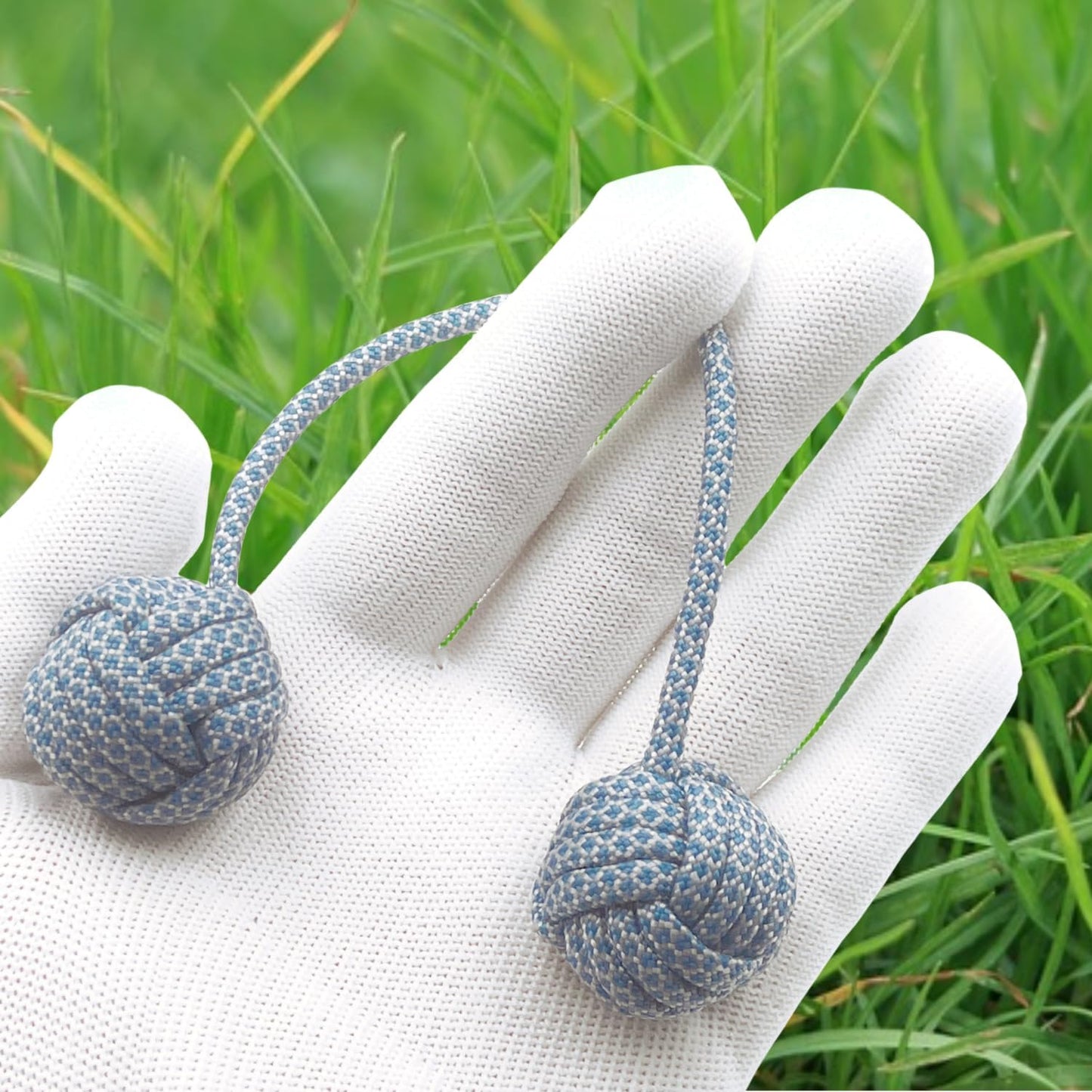 Fidget Beads Skill Toys, Fidget Toys, Parachute Cord and Steel Beads Handmade Fidget Beads, Beginners Worry Beads, Portable EDC Leisure Toys (Grey Blue)