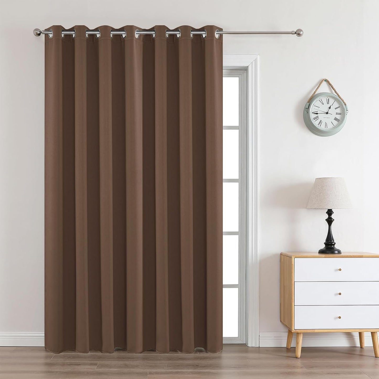 Joydeco Brown Custom Solid Single Blackout Curtain for Bedroom and Living Room, Grommet Thermal Insulated Room Darkening Curtain 1 Panel (Custom Size,Brown)