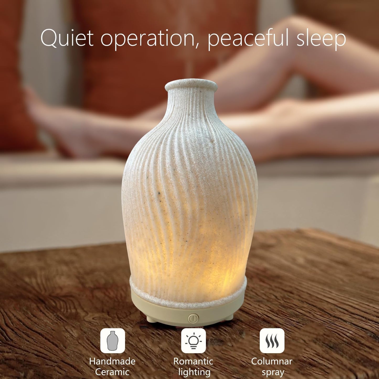 Aromatherapy Essential Oil Diffuser Art Resin Aroma Diffuser with Warm Light 80ML Cool Mist Humidifier Waterless Auto Shut-off for Home,Baby Bedroom,Office
