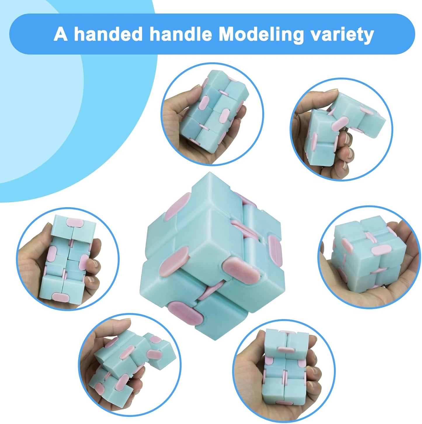 Infinity Cube Fidget Toy Stress Relieving Fidgeting Game for Kids and Adults,Cute Mini Unique Gadget for Anxiety Relief and Kill Time (Macaron Blue)