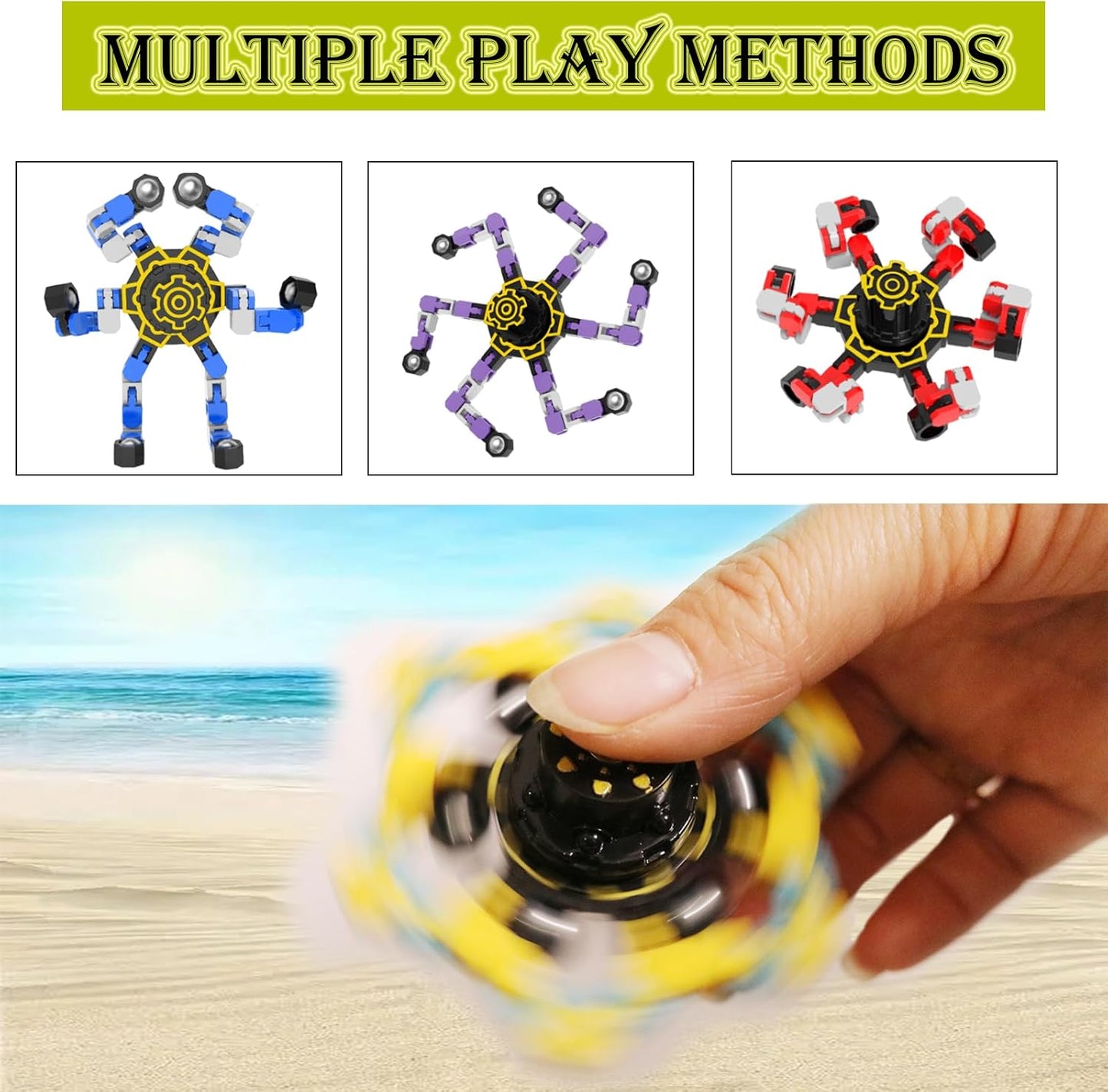 24 Pack LED Light Up Fidget Spinner Bracelets and DIY Deformable Robot Fidget Spinners,Stress Relief Toy for Kids Adults,Party Supplies,Treasure Box Toys for Classroom, Birthday Gifts