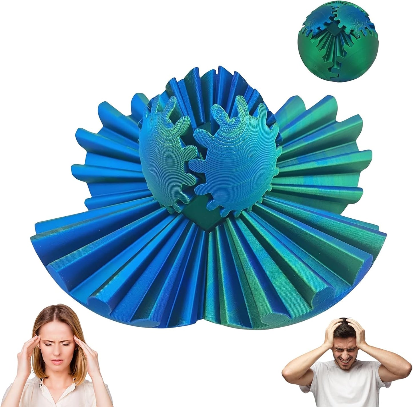 Gear Ball 3D Printed Gear Ball Spin Ball or Cube Fidget Toy, GearSphere, GearSphere - The Steampunk Whirling Wonder Fidget (H)