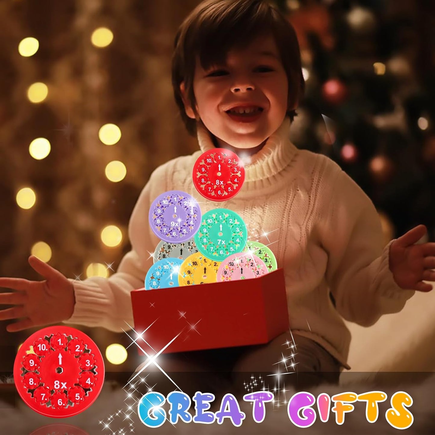 9PCS Math Fidget Spinners, Educational Math Fact Fidget Spinners for Kids Classroom Prize Treasure Box ( Multiplication Division)