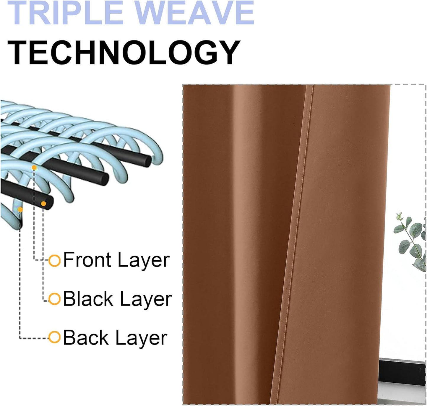Simplebrand Ava Sun Baked Short Blackout Curtains for Bedroom 45 Inches Long 2 Panels Set, Solid Thermal Insulated, Energy Saving Window Treatment Curtains Blackout Drapes, W40 x L45 Inch, Sun Baked