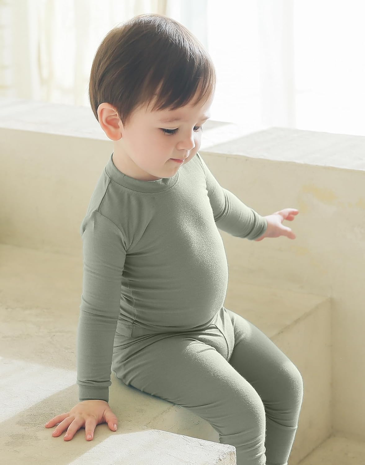 VAENAIT 6M-12Y Toddler Toddler Kids Toddler Girls Boys Soft Comfy Modal Tencel Solid Raglan Sleepwear Pajamas Pjs 2pcs Set