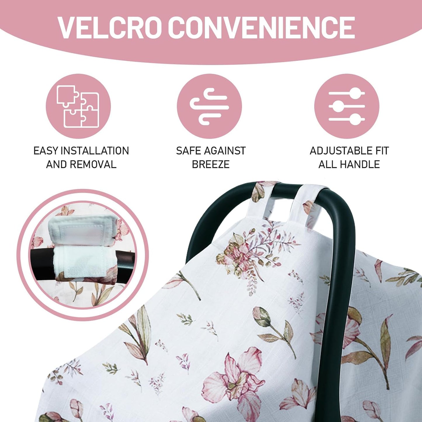 80S Muslin Car Seat Cover for Babies - Soft & Breathable Infant Carrier Canopy, Lightweight Sunshade for Summer, Universal Fit for Baby Boys & Girls