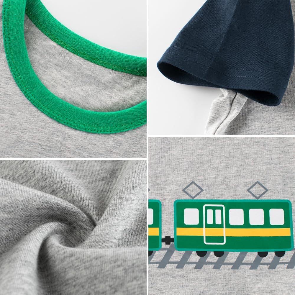 Boys' 4-Pack Excavator Short Sleeve Crewneck T-Shirts Top Tee Size 2-7 Years Toddler Boys' Value Pack Cotton T-Shirt