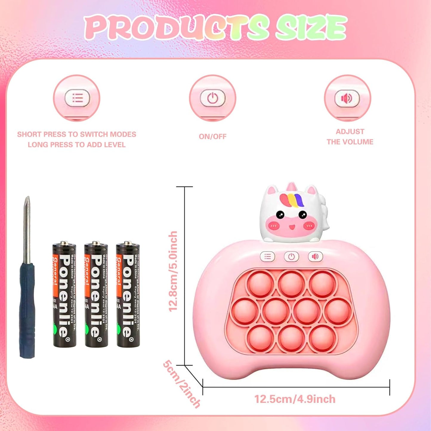 Fast Push Game,Sensory Toys Pop Game Machine,Handheld Fidget Console for Kids Adults, Birthday Gifts for Boys Girls-Pink